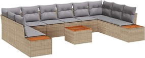 vidaXL Kerti Kanapé Szett párnával 11 pcs Bézs Poli rattan