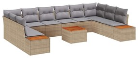 vidaXL Kerti Kanapé Szett párnával 11 pcs Bézs Poli rattan