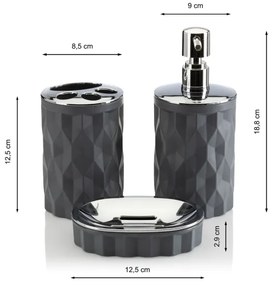 Fürdőszobai készlet REINA 5 db antracit/króm