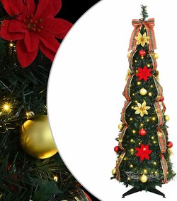 vidaXL Mű karácsonyfa 100 LED-del állvánnyal Zöld 155 cm PVC