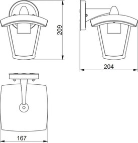 Lámpa Kerti lámpatest MARINA-AD, E27, MAX.20W, IP54, AC220-240V, 50-60Hz, lefelé sugárzó fény, fekete