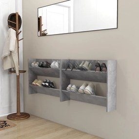2 db betonszürke forgácslap fali cipősszekrény 80 x 18 x 60 cm