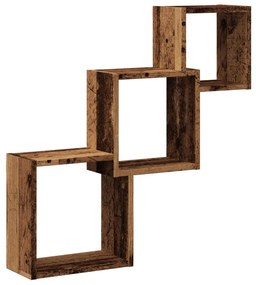 antik fa színű szerelt fa fali kocka polcok 68x15x68 cm
