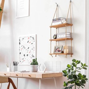 Tutumi, függő fali polc kötélen 30x40x10 cm, 23-as típus Bézs, barna, HOM-03208