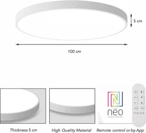 Immax NEO 07316L-LED fényerőszabályozható mennyezeti lámpa SEMPLICI 128W/230V Ø100 cm, Wi‑Fi, Tuya-kompatibilis, fehér + távirányító