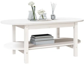 Fehér tömör fenyőfa dohányzóasztal 110 x 55 x 45 cm