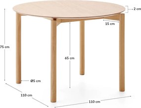 Kerek étkezőasztal kőrisfa dekorral ø 110 cm Indara – Kave Home
