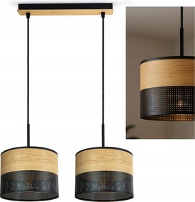 Mennyezeti lámpa függeszték csillár fekete fa 497-BZ2 asztal felett Loft Led