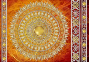 Fotótapéta Mandala arany gömb dísz Boho etno vinil 460x300 +ragasztó