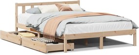 vidaXL tömör fenyőfa ágy matrac nélkül 140 x 190 cm