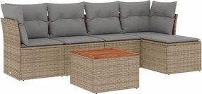vidaXL 6 részes vegyes bézs polyrattan kerti ülőgarnitúra párnákkal