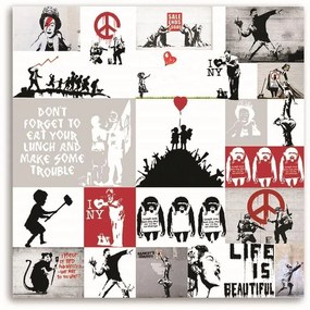 Gario Vászonkép Banksy falfestmény - street art alkotások gyűjteménye Méret: 30 x 30 cm