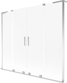 Mexen Velar L Duo, 2 szárnyas eltolható kádparaván 180 x 150 cm, 8 mm mattüveg, króm, 896-180-003-32-01