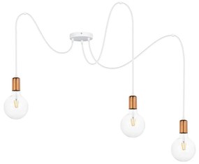 Csillár zsinóron MIROS 3xE27/60W/230V pók fehér/réz