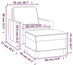 vidaXL fekete bársony kanapéfotel lábtartóval 60 cm