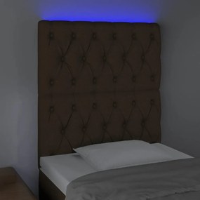 sötétbarna szövet LED-es fejtámla 80x7x118/128 cm