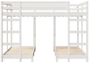 vidaXL Háromszintes emeletes ágykeret Fehér 140 x 200 cm Tömör fenyőfa