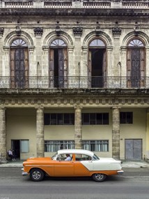 Poszter 30x40cm Antik autó a Havanna utcában, Assaf Frank