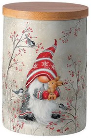 Karácsonyi manós porcelán konyhai tároló szilikon gyűrűvel Dwarf hug