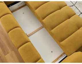Mustársárga kinyitható-tárolóhelyes kanapé 251 cm Fuji – Bobochic Paris