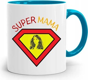 Kék Bögre Anyukáknak Szuper Anya Ajándék fényképes nyomattal