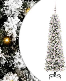 vidaXL Mű karácsonyfa 300 LED-del Fehér 180 cm PVC és Fém és Műanyag