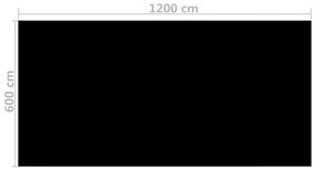 Fekete, négyszögletes PE medencetakaró 1200 x 600 cm