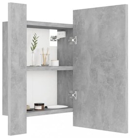 betonszürke akril LED-es tükrös fürdőszobaszekrény 40x12x45 cm