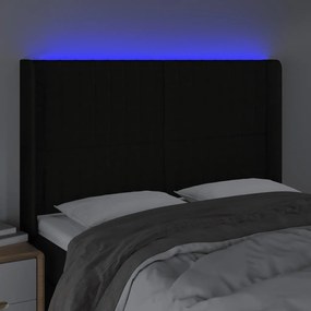 fekete szövet LED-es fejtámla 147x16x118/128 cm