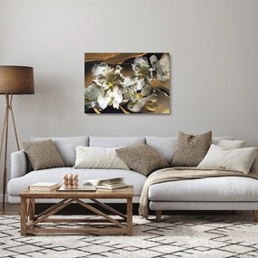 Kép - Orchidea virágok márvány háttérrel (üvegen) (70x50 cm)