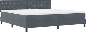 vidaXL LED Box Spring Ágy matracmal Sötétszürke 200 x 200 cm Bársony