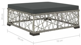 6-részes szürke polyrattan kerti bútorszett párnákkal