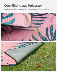 Piknik takaró, strand pléd 200 x 200 cm, páfrányminta és rózsa