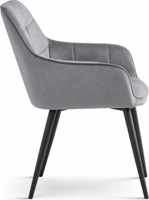 Étkezőfotel VARSI VELVET fekete lábakkal, szürke