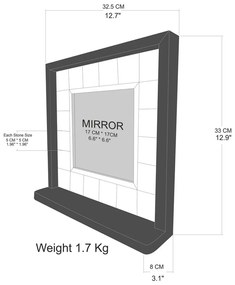 Fali tükör polccal kő kerettel 32.5x33 cm – Wallity