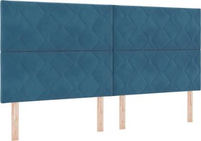 vidaXL LED ágytámla Sötét kék 200 cm Műbőr