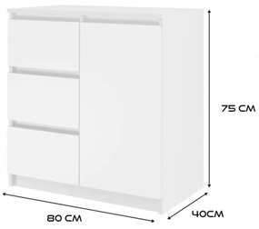 Komód 1D3S - fehér