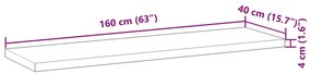 4 db kezeletlen tömör akácfa függőpolc 160 x 40 x 4 cm