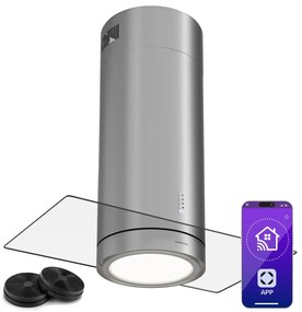 Klarstein Beretta Premium Smart, sziget páraelszívó, 544 m³/h, alkalmazás, elszívás/légkeringetés, LED, aktívszenes szűrő