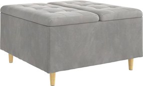 vidaXL Tároló oszmán párnával Világosszürke 80 x 80 x 45 cm Bársony