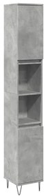 Betonszürke szerelt fa fürdőszobaszekrény 30 x 30 x 190 cm