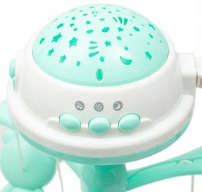 Baby Mix körhinta a kiságy felett fényvetítővel,zöld színű