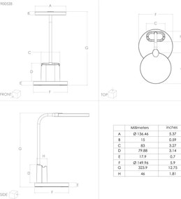 Eglo 900528 - LED Dimmelhető asztali lámpa BROLINI LED/2,1W/5V 1500 mAh fekete