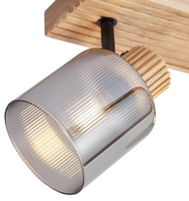 Modern spotlámpa fa füstüveggel 2-lámpás forgatható és dönthető - Gracy