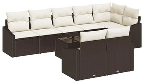 vidaXL Kerti Kanapé Szett párnával 9 pcs Barna és Krém polirattan