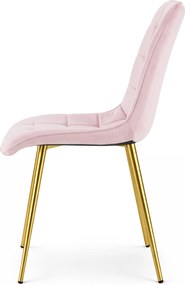 Étkezőszék SPLIT VELVET arany lábakkal, világos rózsaszín