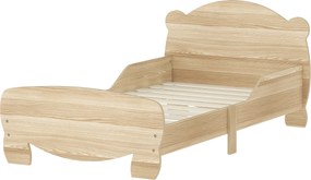 AIYAPLAY Gyerekágy 3 éves kortól 140x70 cm Fa Gyerekágy Medvefej Formájú Fejtámlával 80 kg Terhelhetőség a Természetes Hálószobához | Aosom