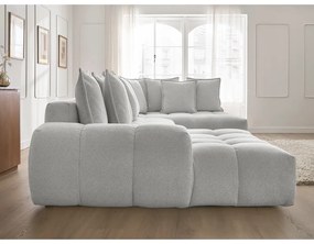 Világosszürke zsenília kinyitható-tárolóhelyes sarokkanapé (jobb oldali-U alakú) Everest – Bobochic Paris