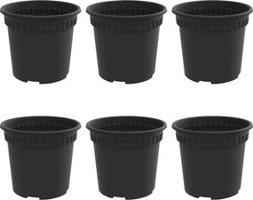 vidaXL Kerek Virágcserép 6 pcs Fekete Ø 15 x 12 cm Műanyag