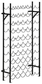 Bortartó 60 palack számára, falra szerelhető fém palacktartó, elegáns fekete borállvány